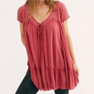 Free People ENDLESS SUMMER SUNFEST Crochet Top in Sweet Sangria S NWT $128